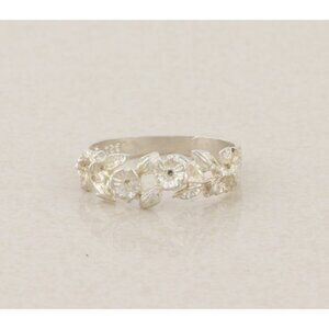 Sterling Silver Garden Flower Floral Band Ring Size 7 1/4